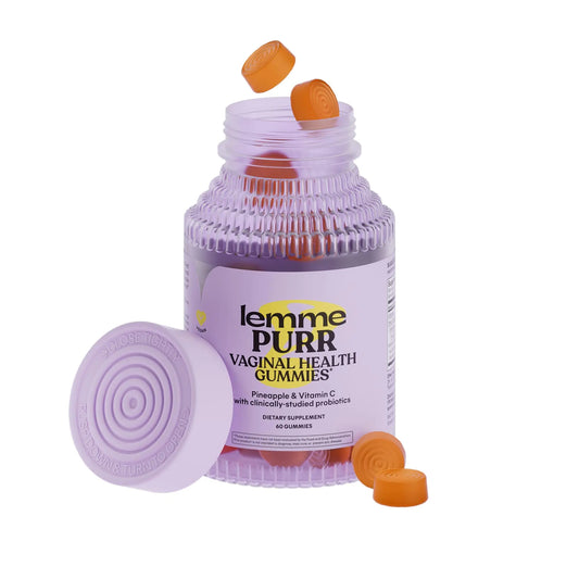 Lemme Purr Vaginal Probiotic Gummies for Women - Balanced pH Healthy Odor Yeast Balance & Flora Support + Vitamin C for Immune Health - Tasty Pineapple (60 Count)